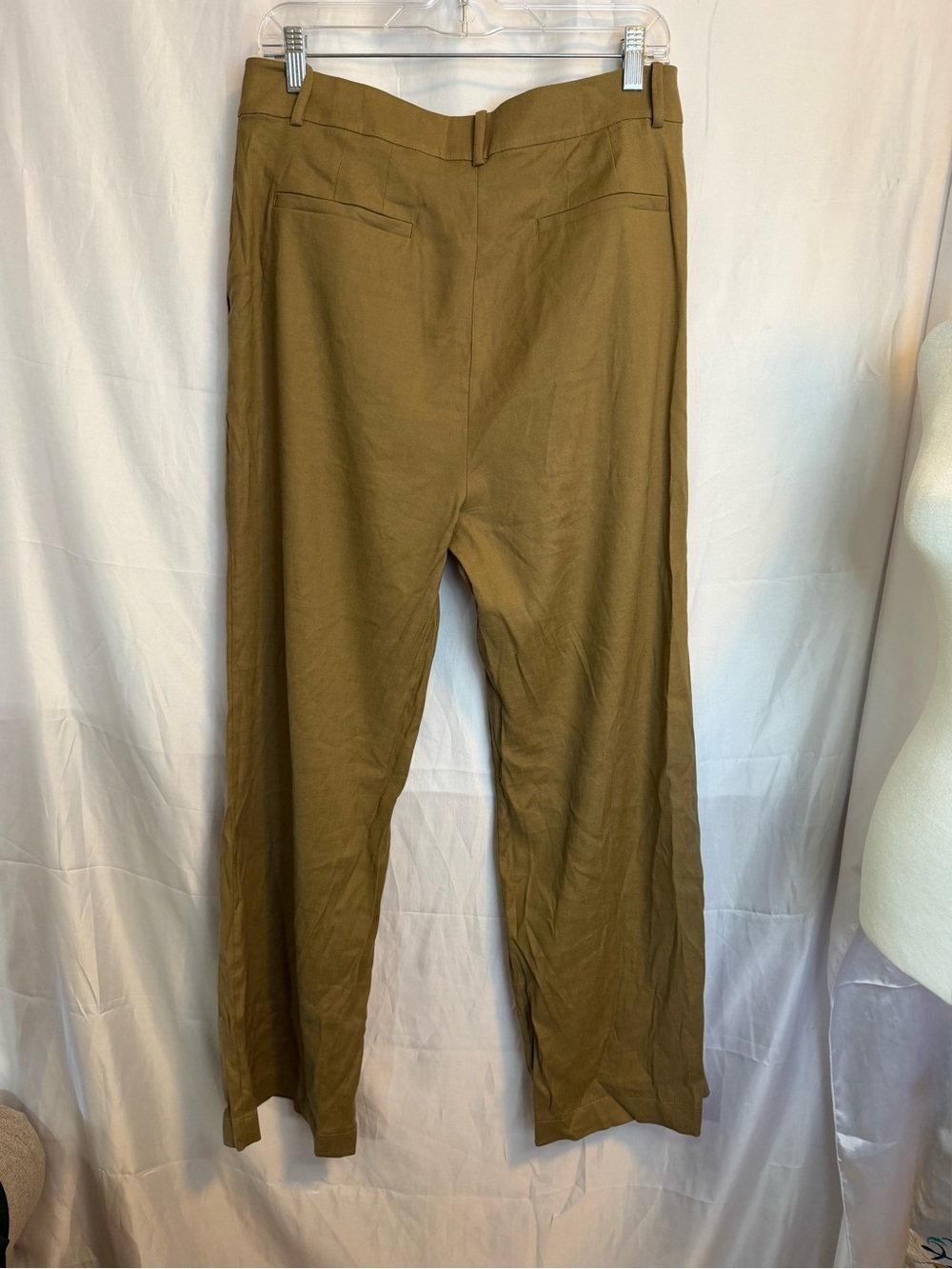 Jenni Kayne Wide-Leg Riley Pleated Trousers in Khaki Size 8 - Picture 4 of 5